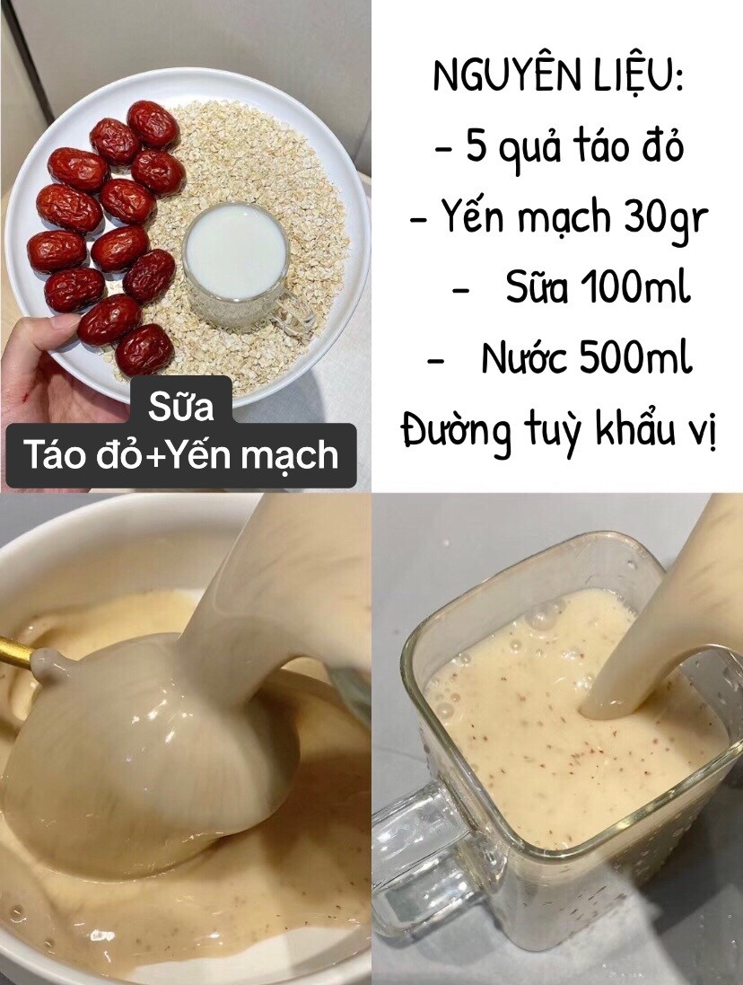6 công thức sữa hạt yến mạch ít calo từ đậu xanh, đỏ, mè đen và chuối