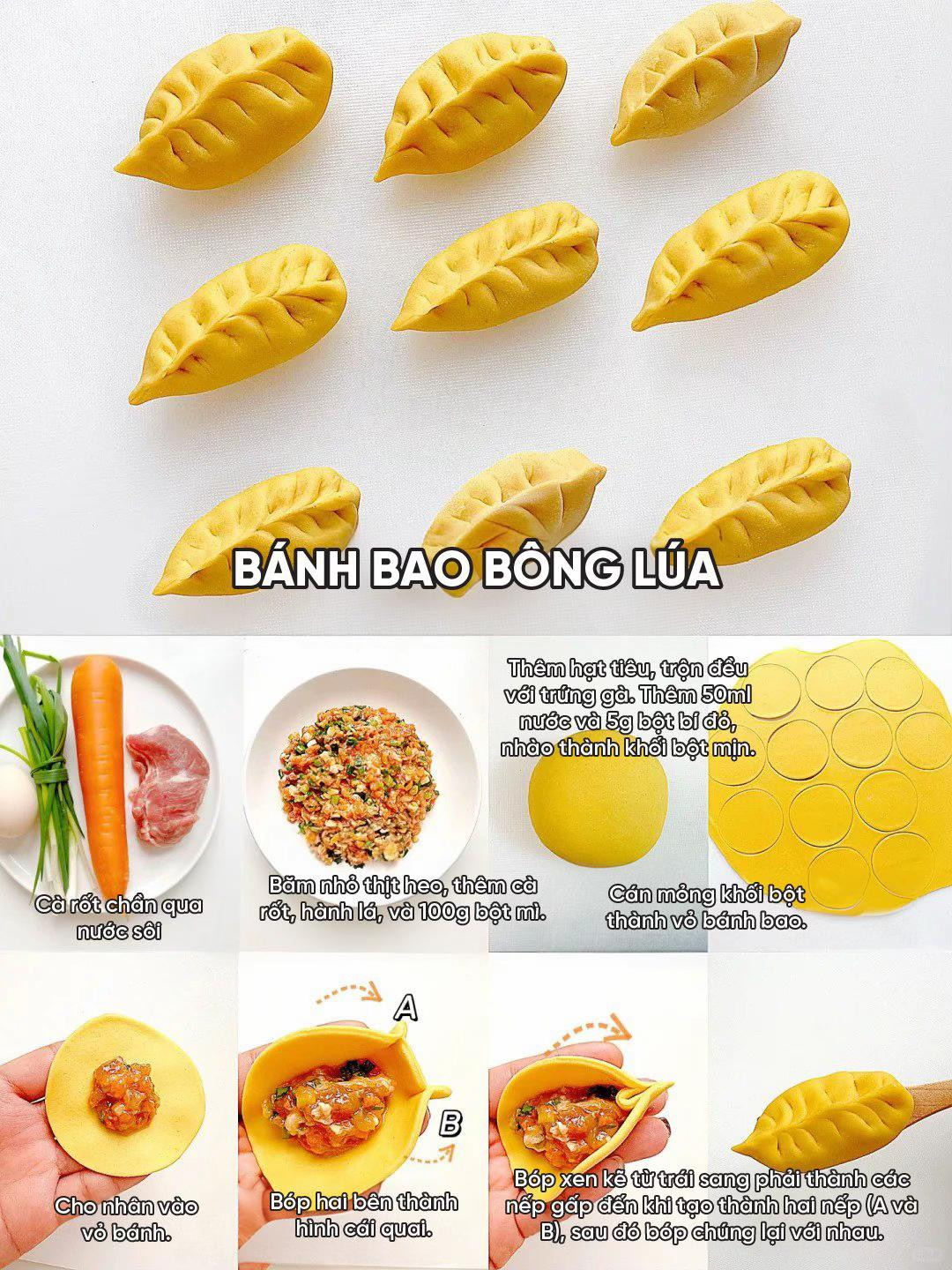 6 Loại Bánh Bao Cute Dáng Hình Độc Đáo: Nguyên Bảo, Cá Vàng, Cải Thảo, Trăng Khuyết, Vỏ Sò, Bông Lúa