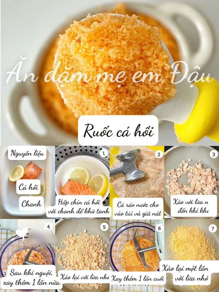 6 Loại Ruốc Dinh Dưỡng Cho Bé Yêu: Cá Hồi, Bò, Gà, Tôm, Thịt Heo Cải Bó Xôi