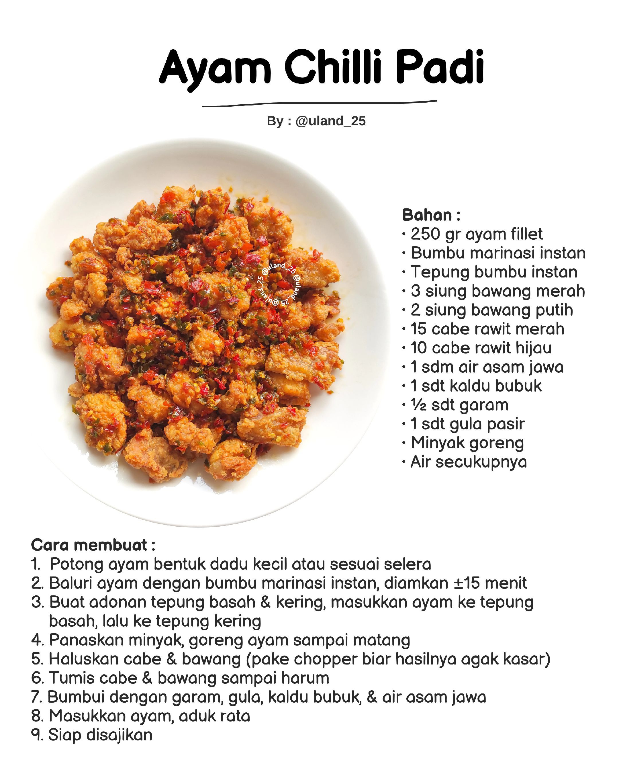 9 Ide Menu Ayam Sederhana: Ayam Chilli Padi, Chicken Egg Roll Ala Hokben, dan 7 Resep Varian Ayam Goreng & Bakar