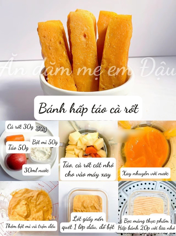 9 Loại Bánh Hấp Cho Bé Phiên Bản Không Trứng: Bí Đỏ, Khoai Lang, Bông Cải Xanh, Táo Cà Rốt