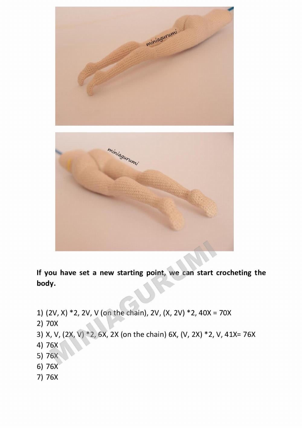 Advanced Crochet Pattern for Articulated Amigurumi Doll Legs and Body by Miniaigurumi