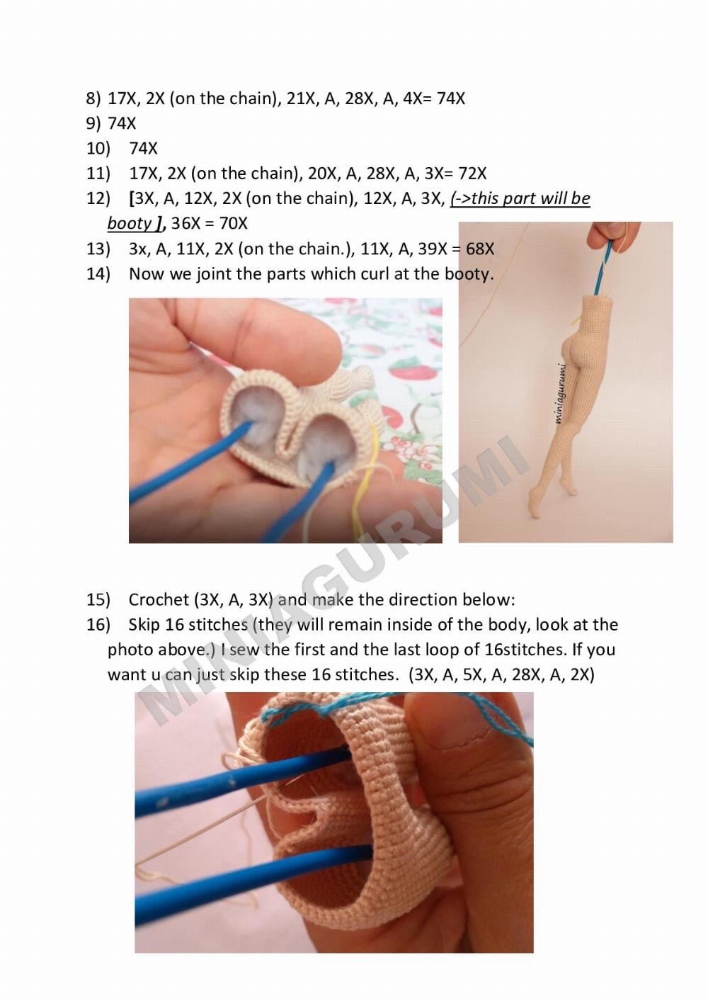 Advanced Crochet Pattern for Articulated Amigurumi Doll Legs and Body by Miniaigurumi