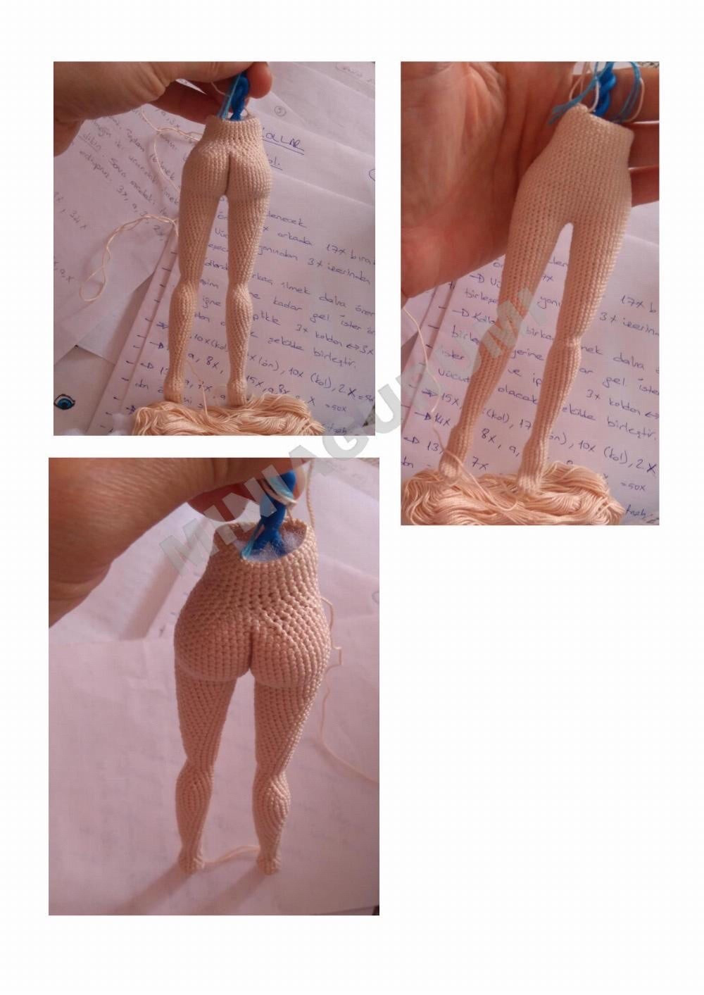 Advanced Crochet Pattern for Articulated Amigurumi Doll Legs and Body by Miniaigurumi