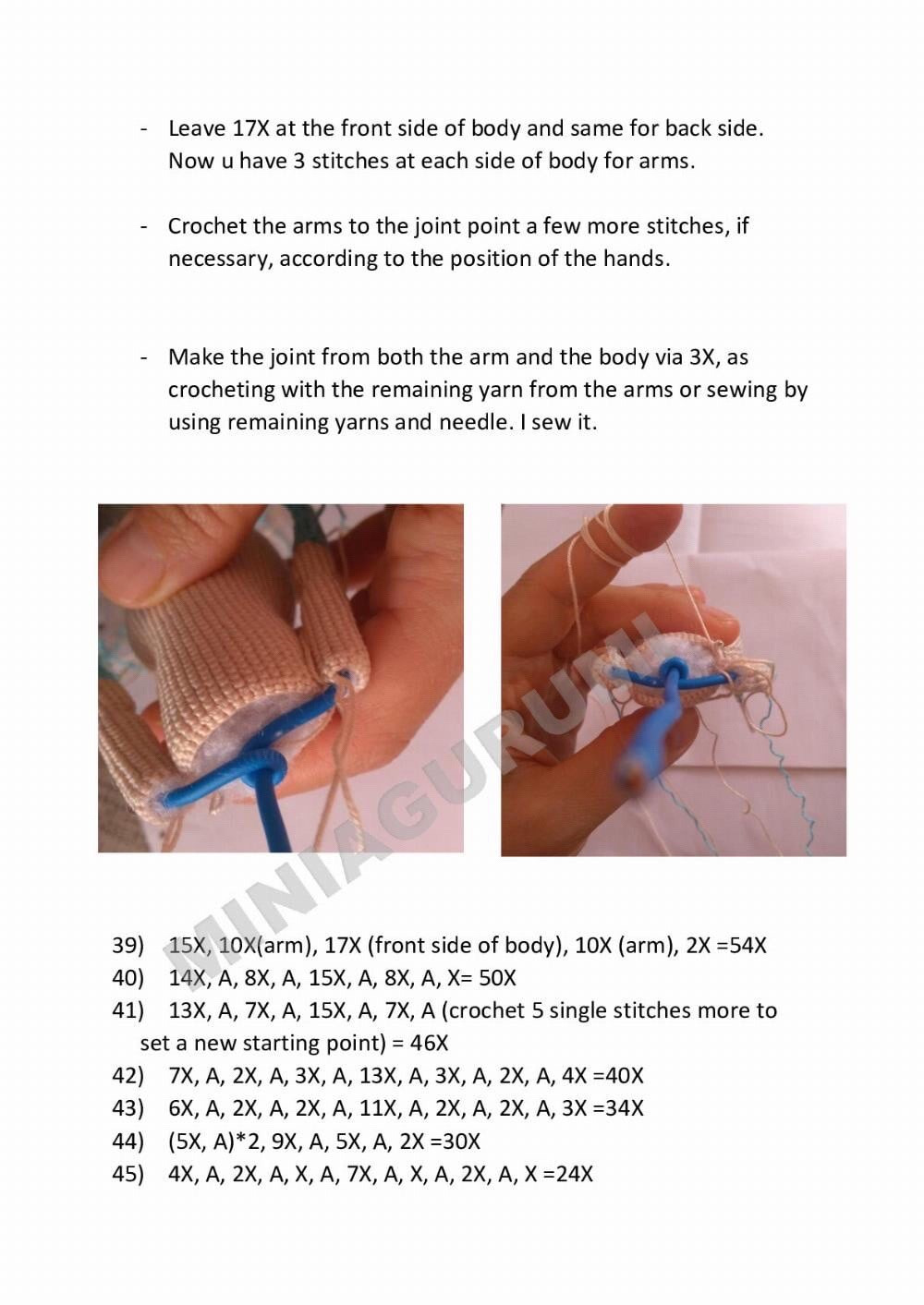 Advanced Crochet Pattern for Articulated Amigurumi Doll Legs and Body by Miniaigurumi