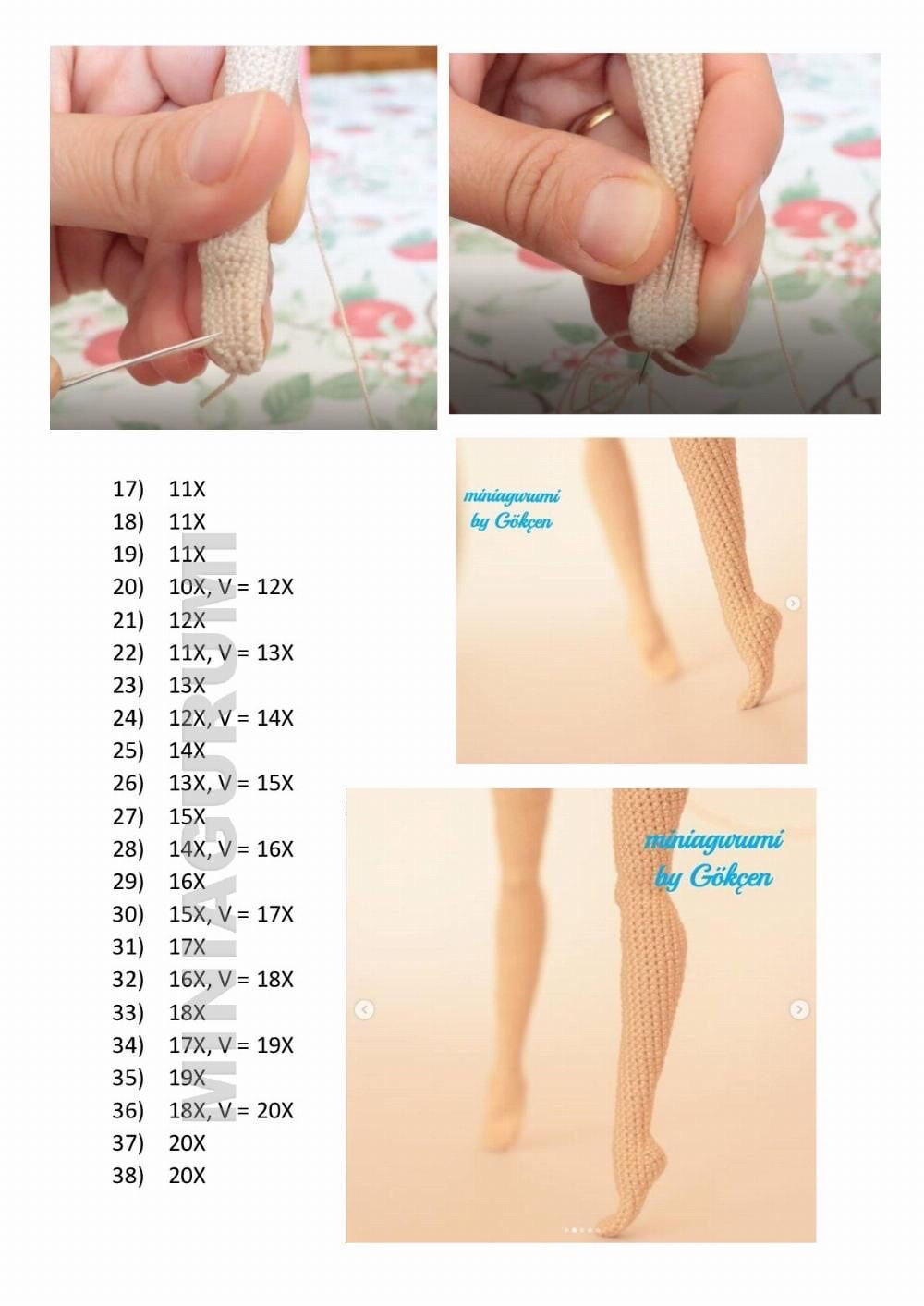 Advanced Crochet Pattern for Articulated Amigurumi Doll Legs and Body by Miniaigurumi