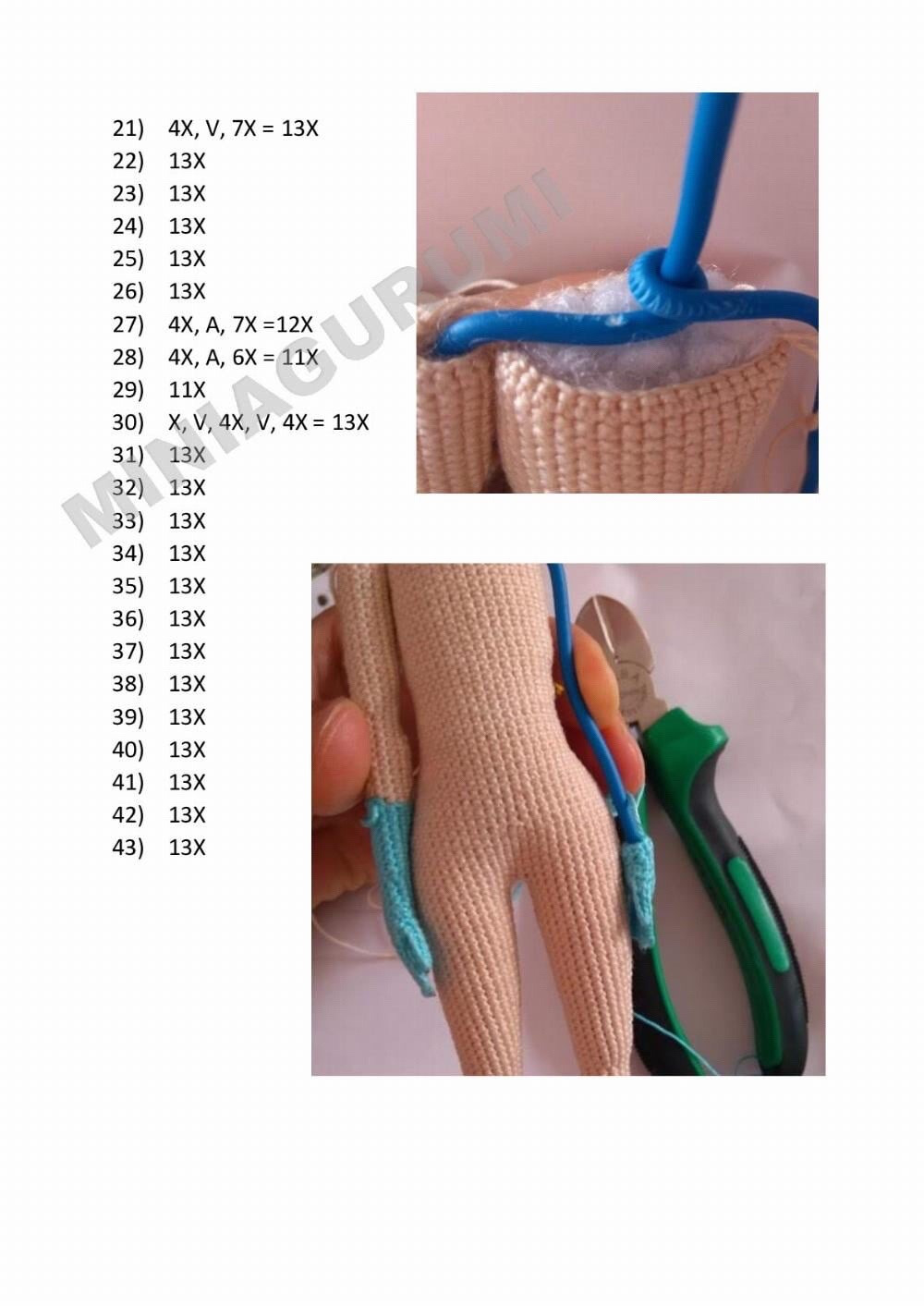 Advanced Crochet Pattern for Articulated Amigurumi Doll Legs and Body by Miniaigurumi