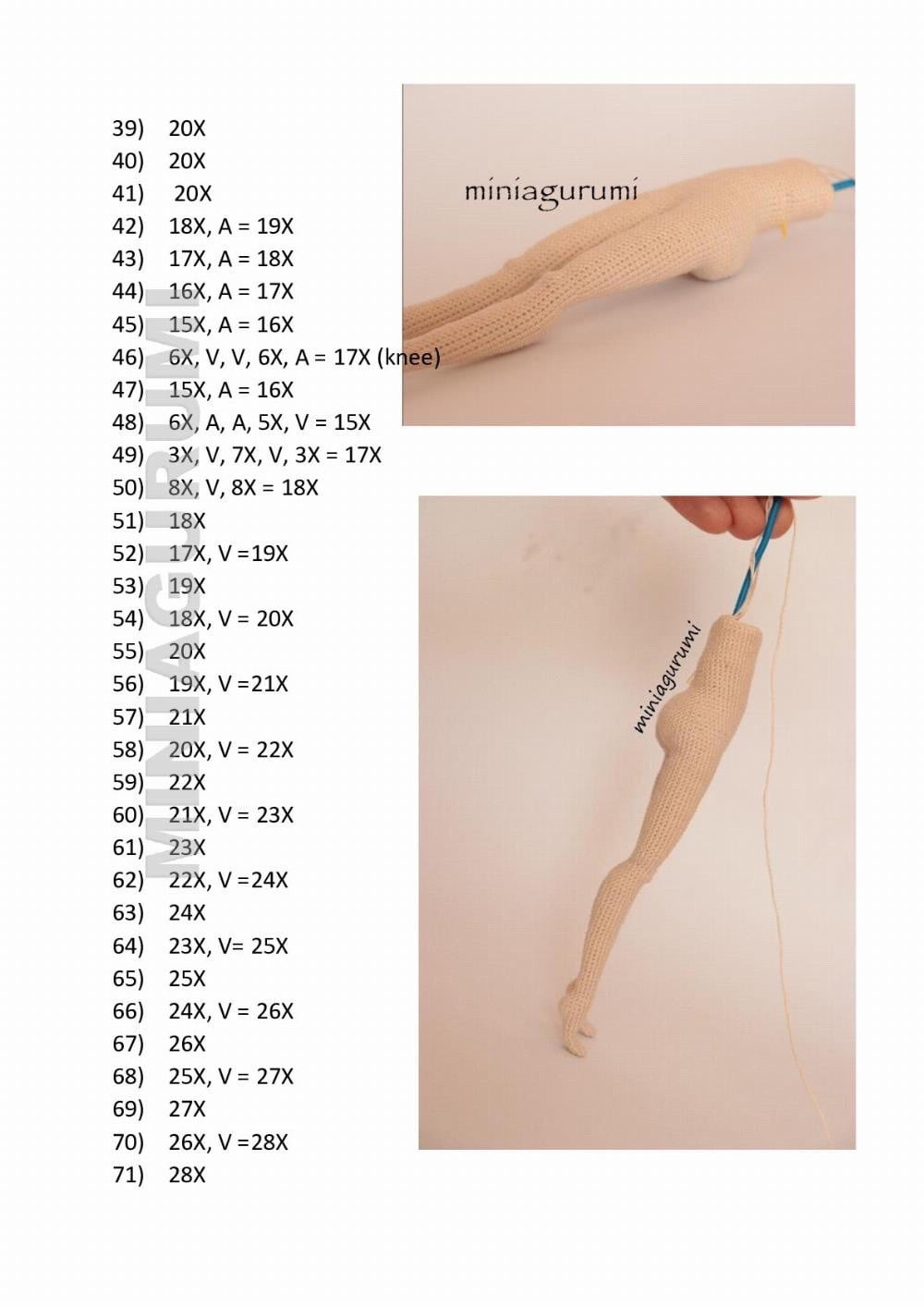 Advanced Crochet Pattern for Articulated Amigurumi Doll Legs and Body by Miniaigurumi