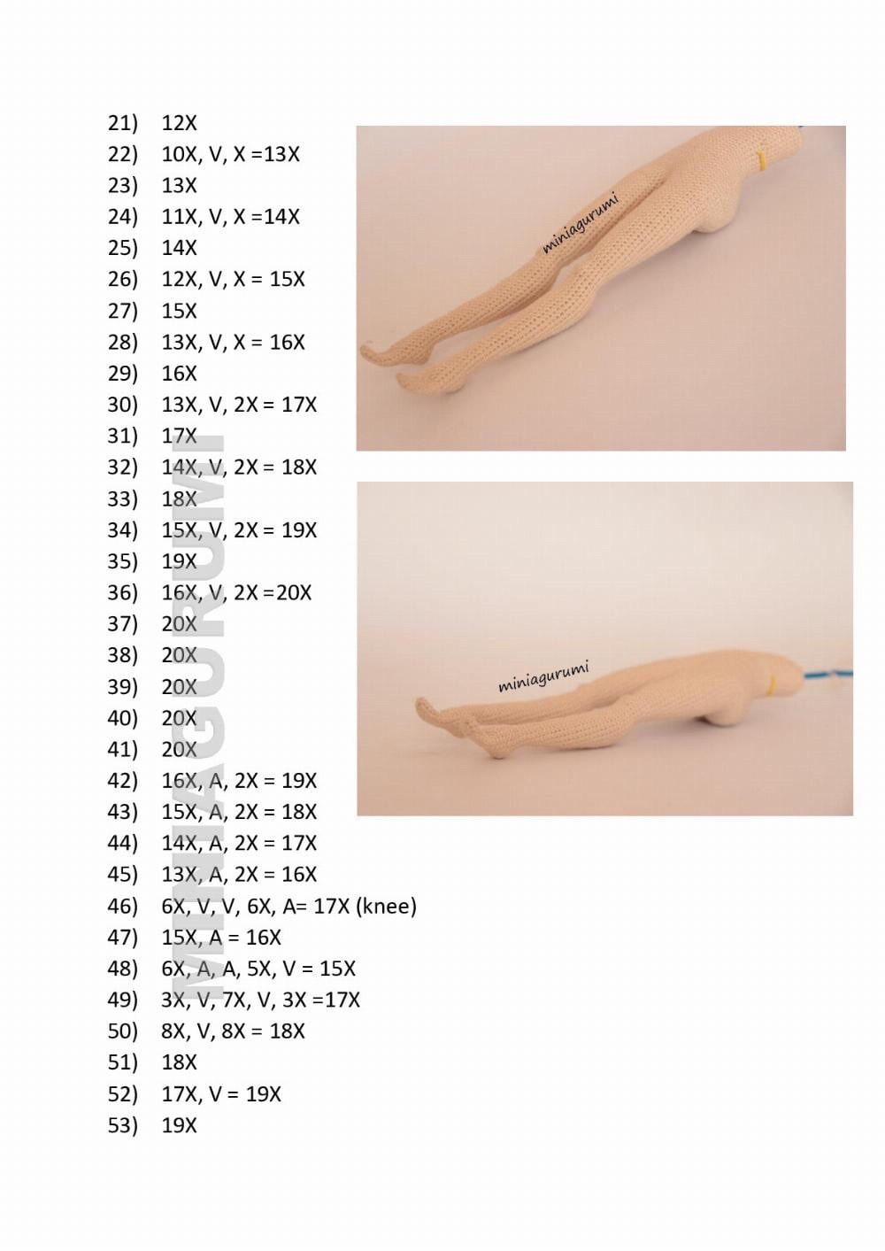Advanced Crochet Pattern for Articulated Amigurumi Doll Legs and Body by Miniaigurumi