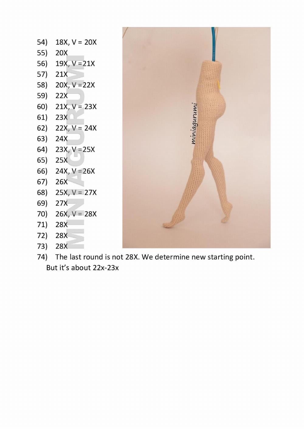 Advanced Crochet Pattern for Articulated Amigurumi Doll Legs and Body by Miniaigurumi