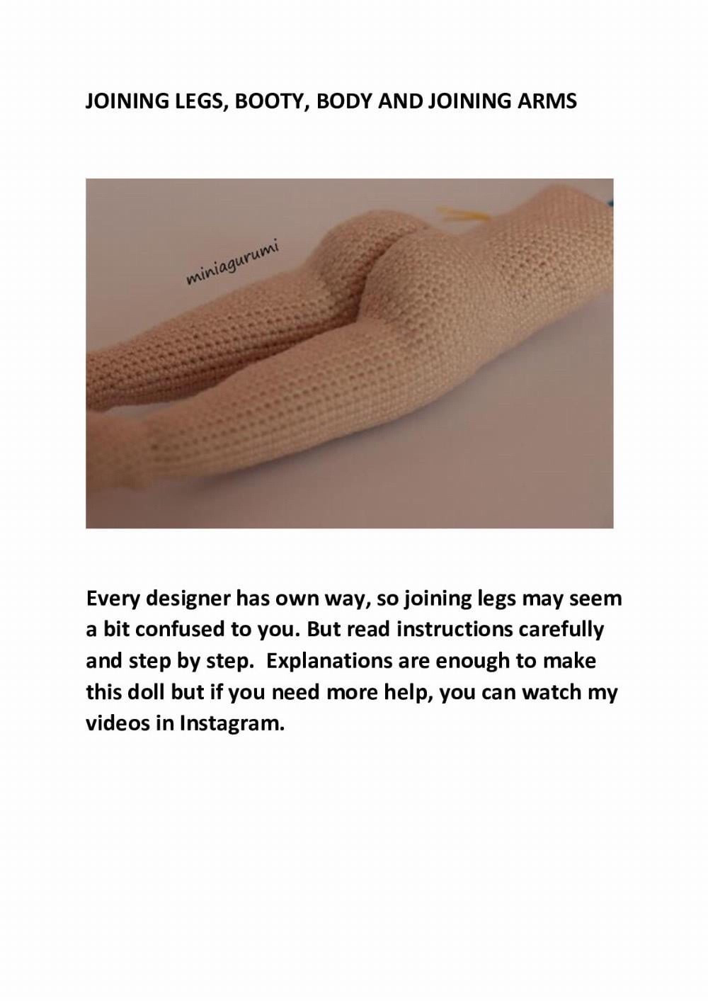 Advanced Crochet Pattern for Articulated Amigurumi Doll Legs and Body by Miniaigurumi