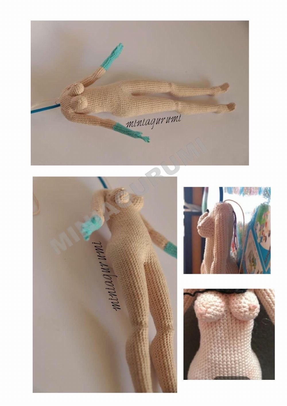 Advanced Crochet Pattern for Articulated Amigurumi Doll Legs and Body by Miniaigurumi