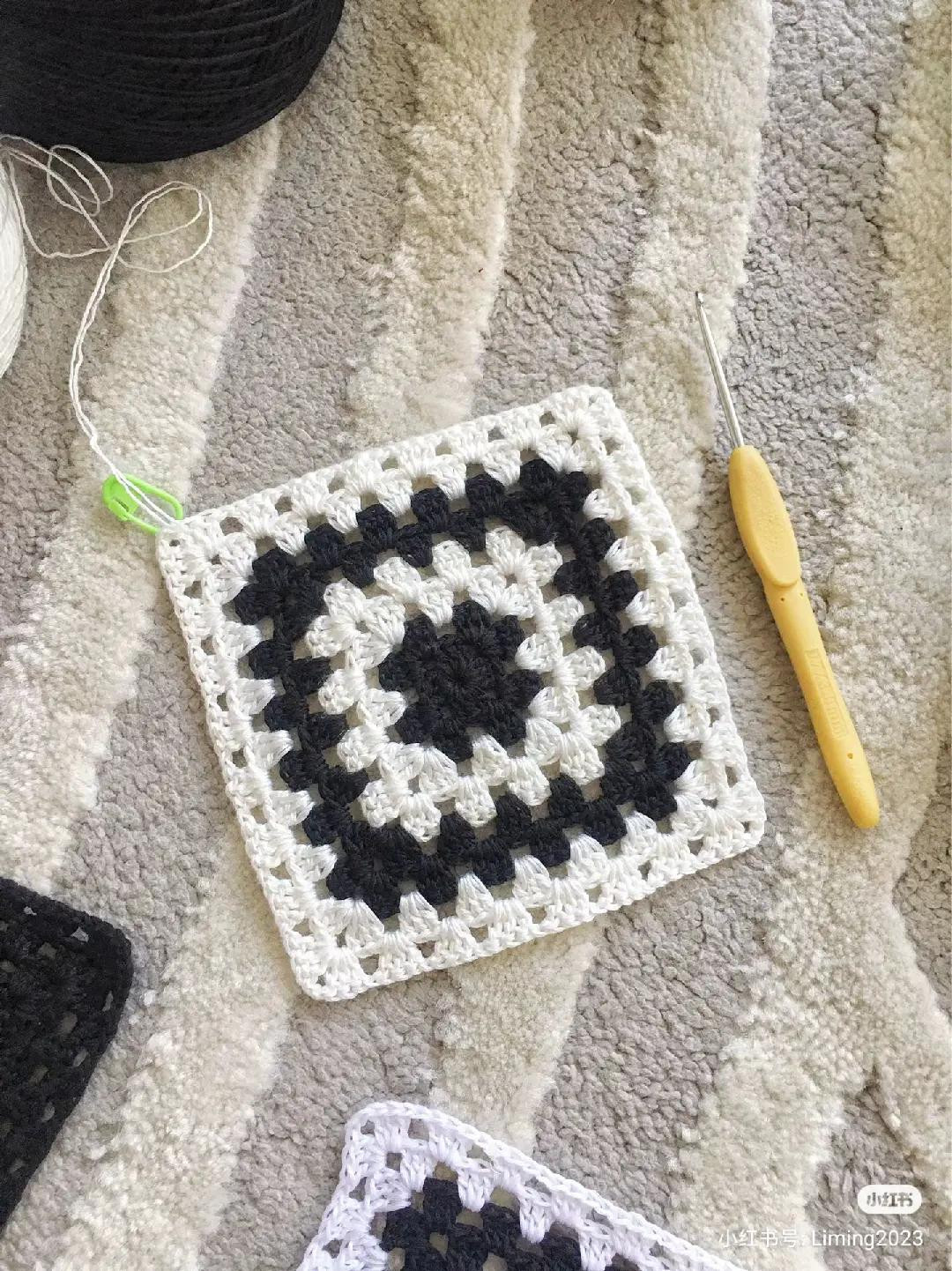 Akoya Crochet Granny Square Dress Pattern Chart: Black and White Patchwork Tank Top Tutorial