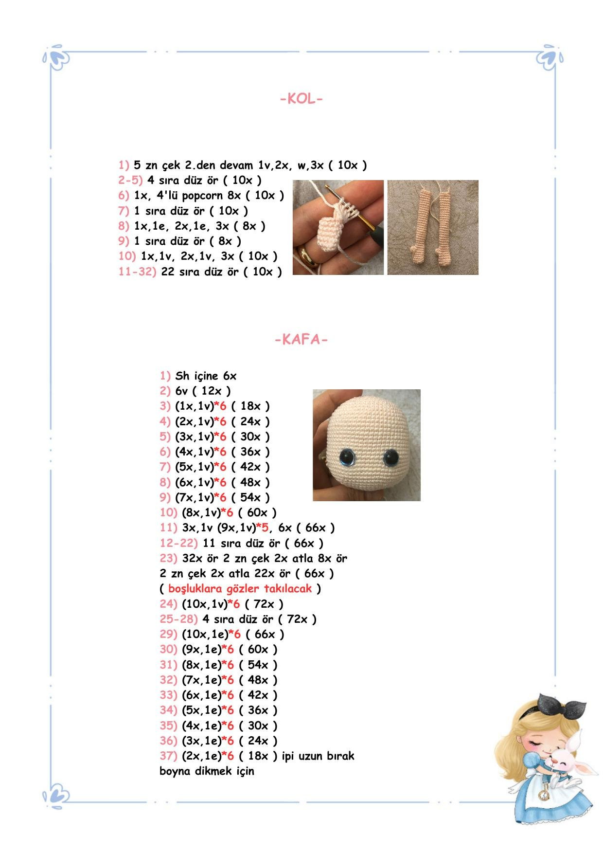 Alice Bebek Tarifi - Amigurumi Búp bê Alice chi tiết