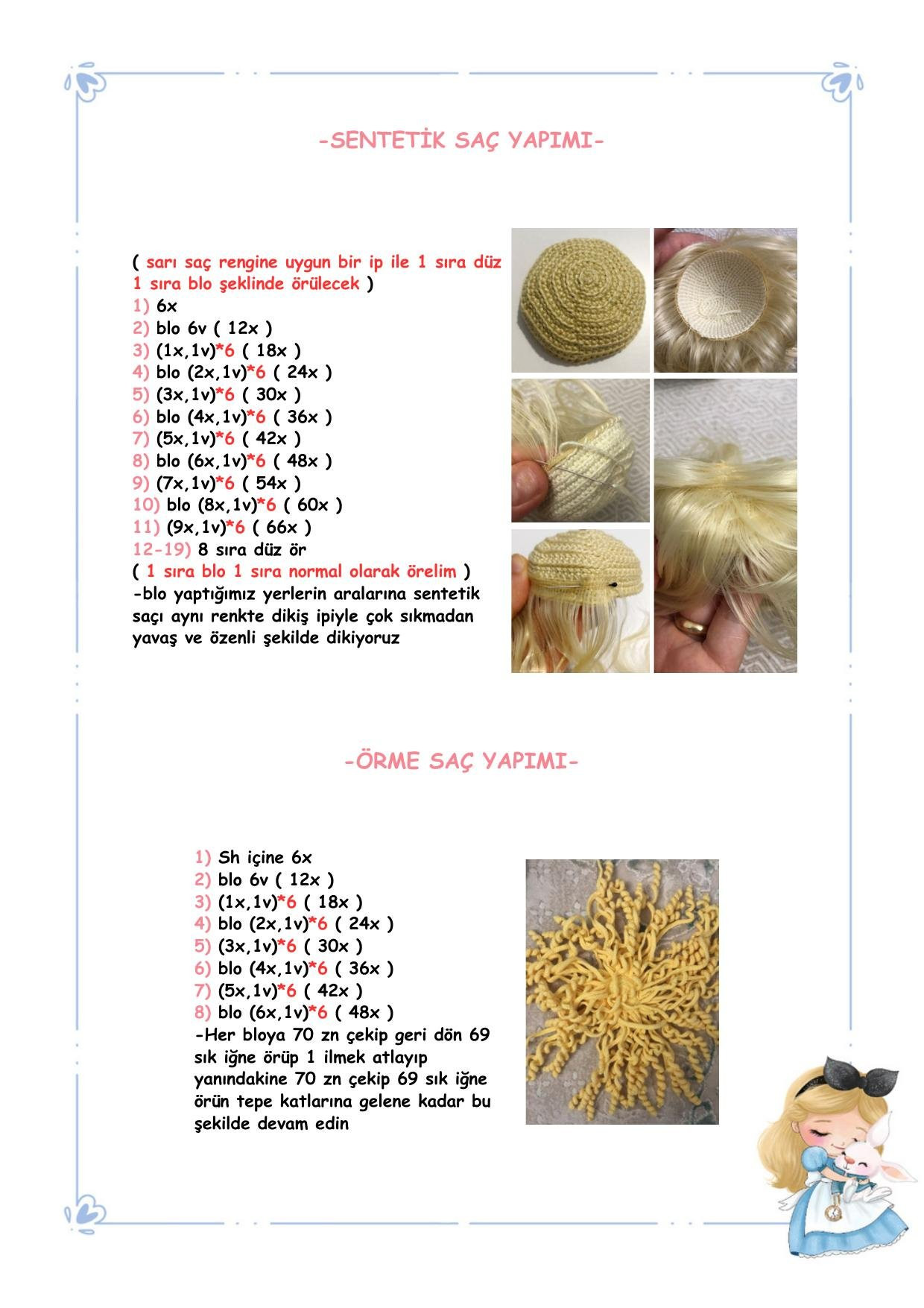 Alice Bebek Tarifi - Amigurumi Búp bê Alice chi tiết