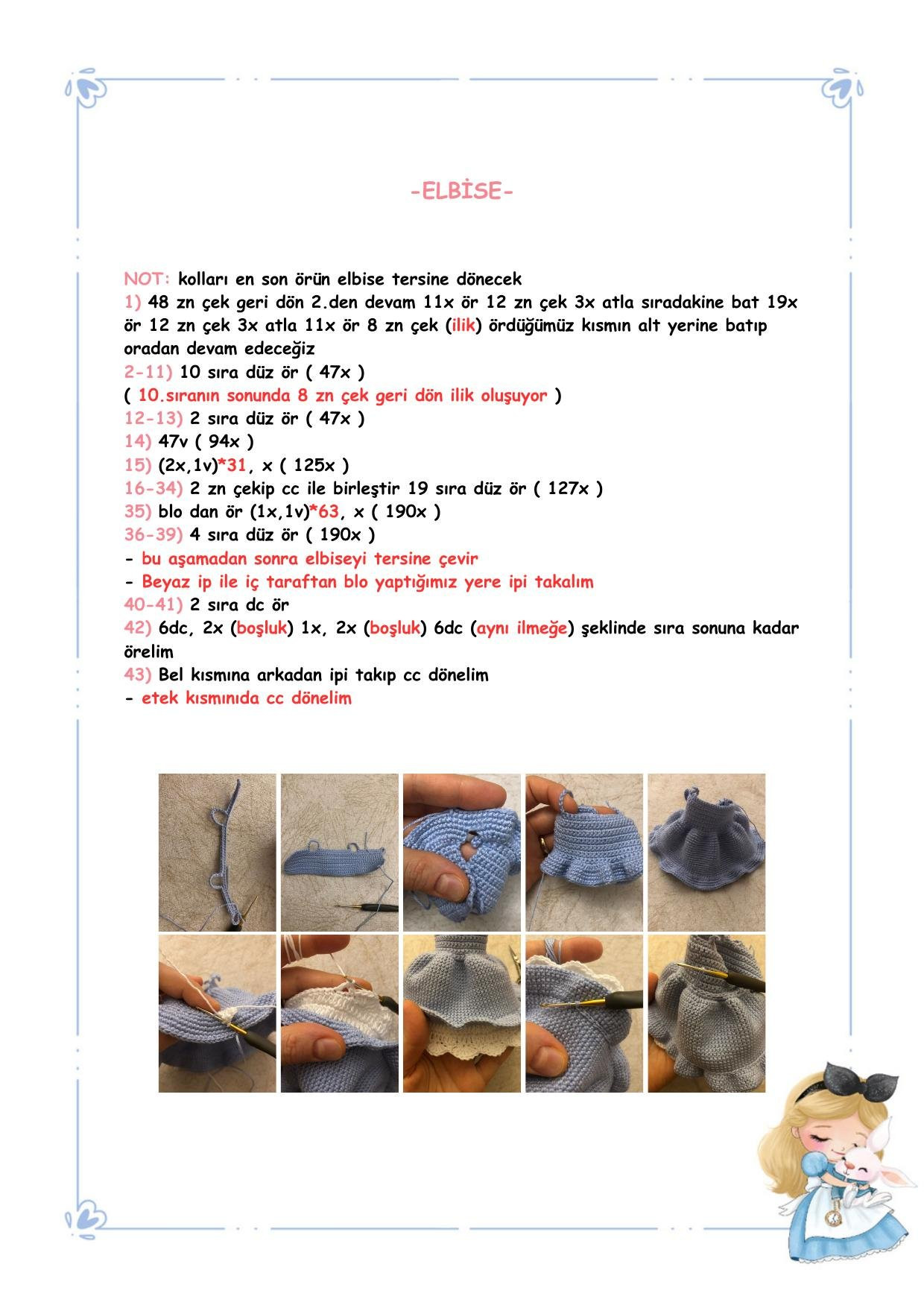 Alice Bebek Tarifi - Amigurumi Búp bê Alice chi tiết