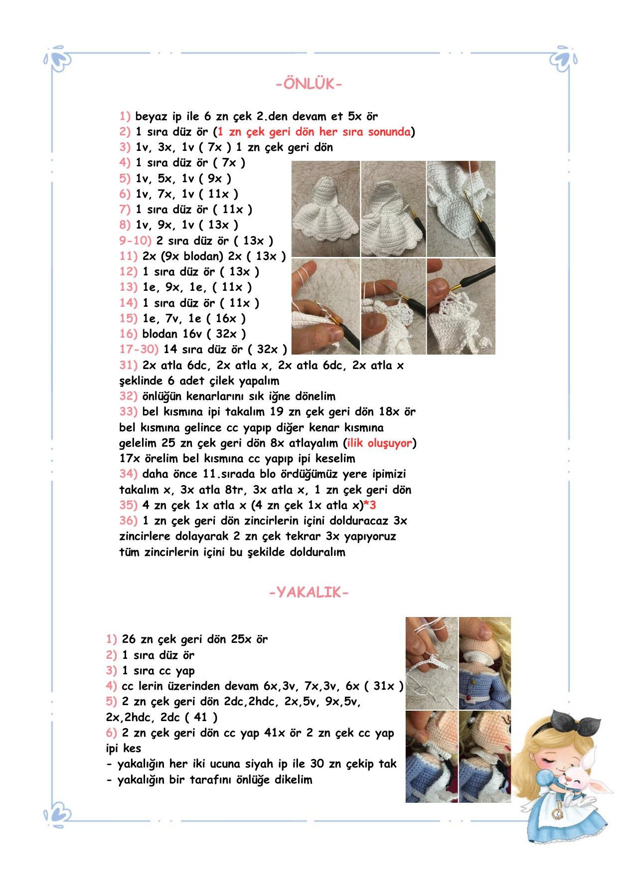 Alice Bebek Tarifi - Amigurumi Búp bê Alice chi tiết