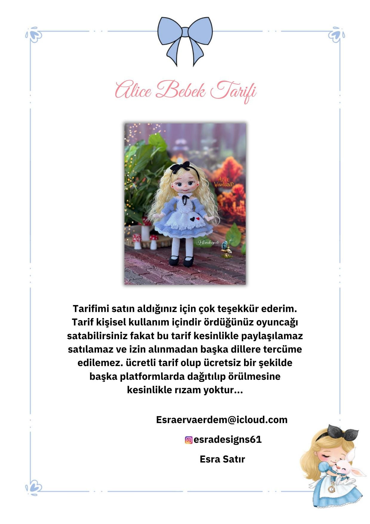 Alice Bebek Tarifi - Amigurumi Búp bê Alice chi tiết