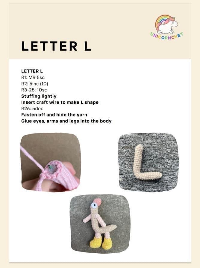 Alphabet Amigurumi Pattern: Letter L and M Keychains