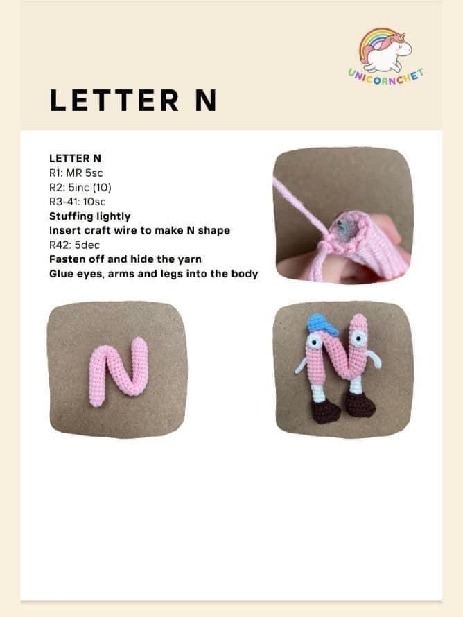 Alphabet Amigurumi Pattern: Letter L and M Keychains