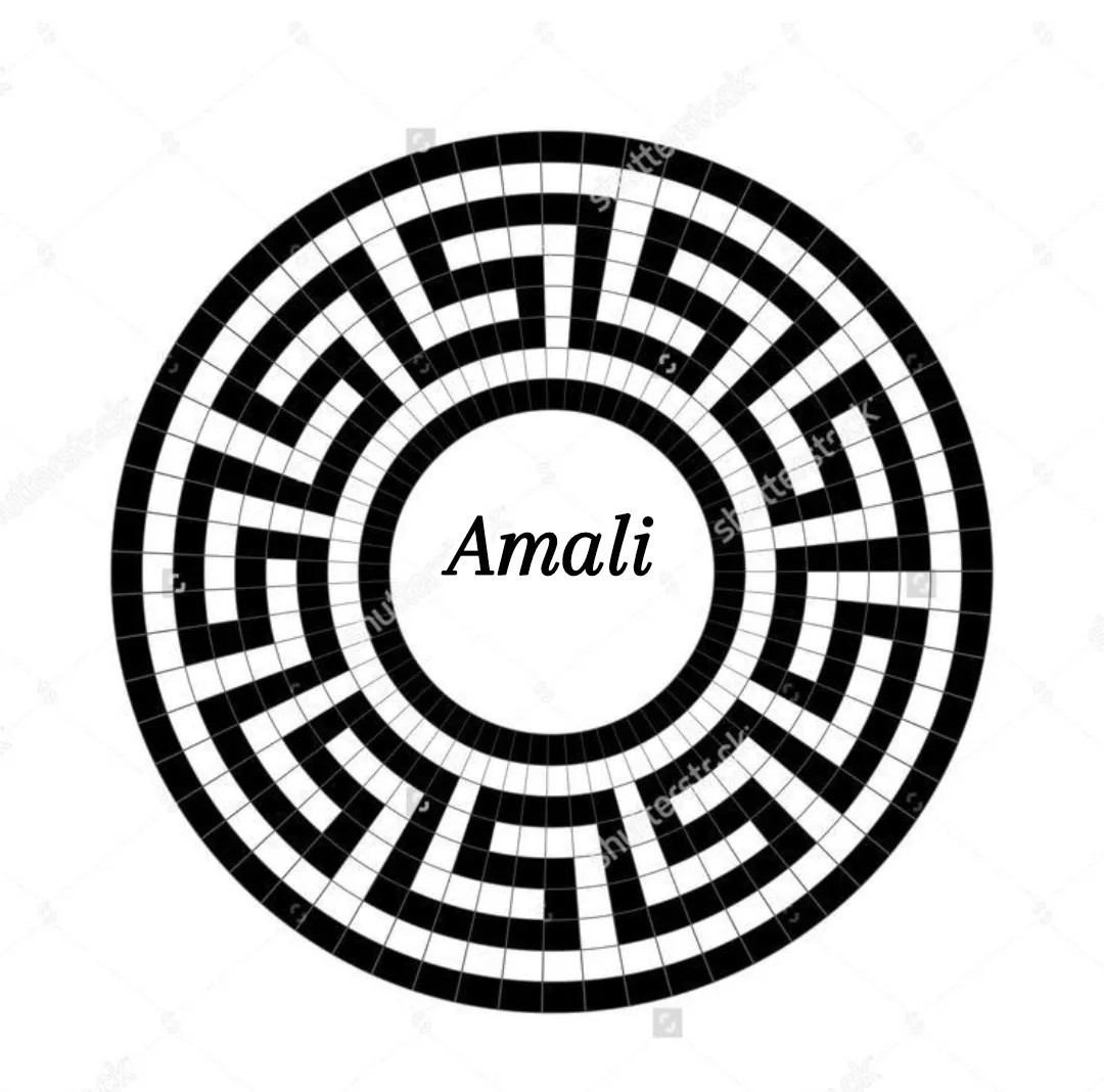Amali Crochet Chart: Greek Key Circular Motif Pattern with Flat Diagram and Color Guide