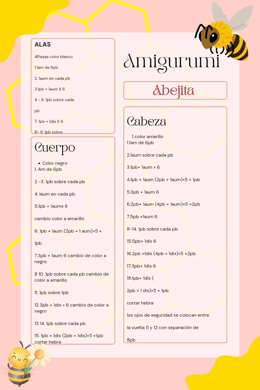Amigurumi Abejita - Patrón de abeja amarilla y negra