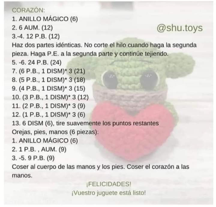 Amigurumi Bebé Yoda y Muñeca con Corazón: Patrones de Ganchillo