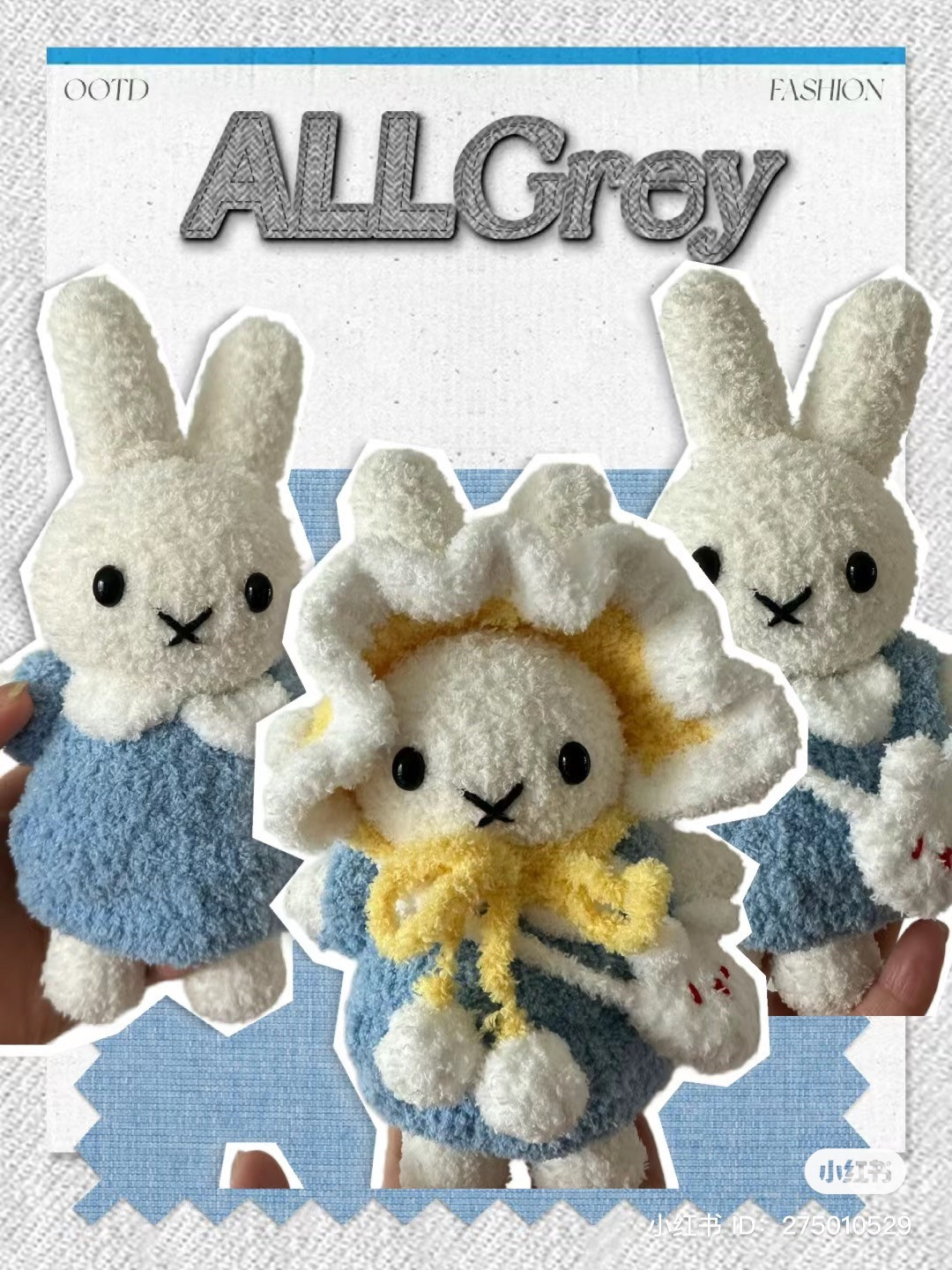 Amigurumi Bunny Rabbit Crochet Pattern Chart with Dress