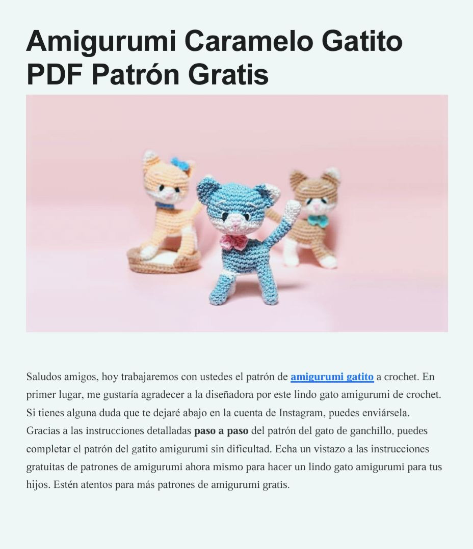 Amigurumi Caramelo Gatito: Patrón PDF Gratis