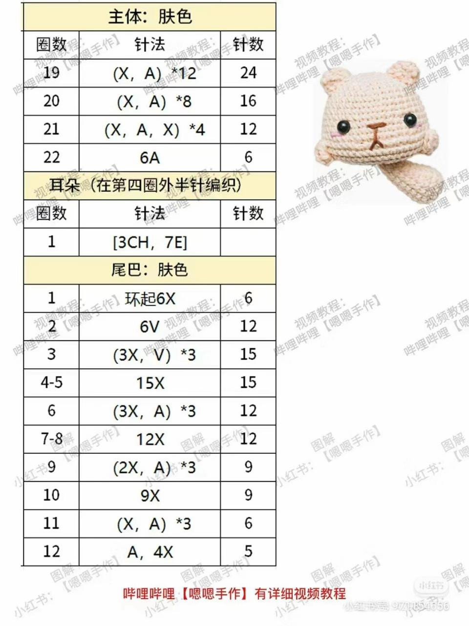 Amigurumi Cat Doll Crochet Pattern Chart Tutorial