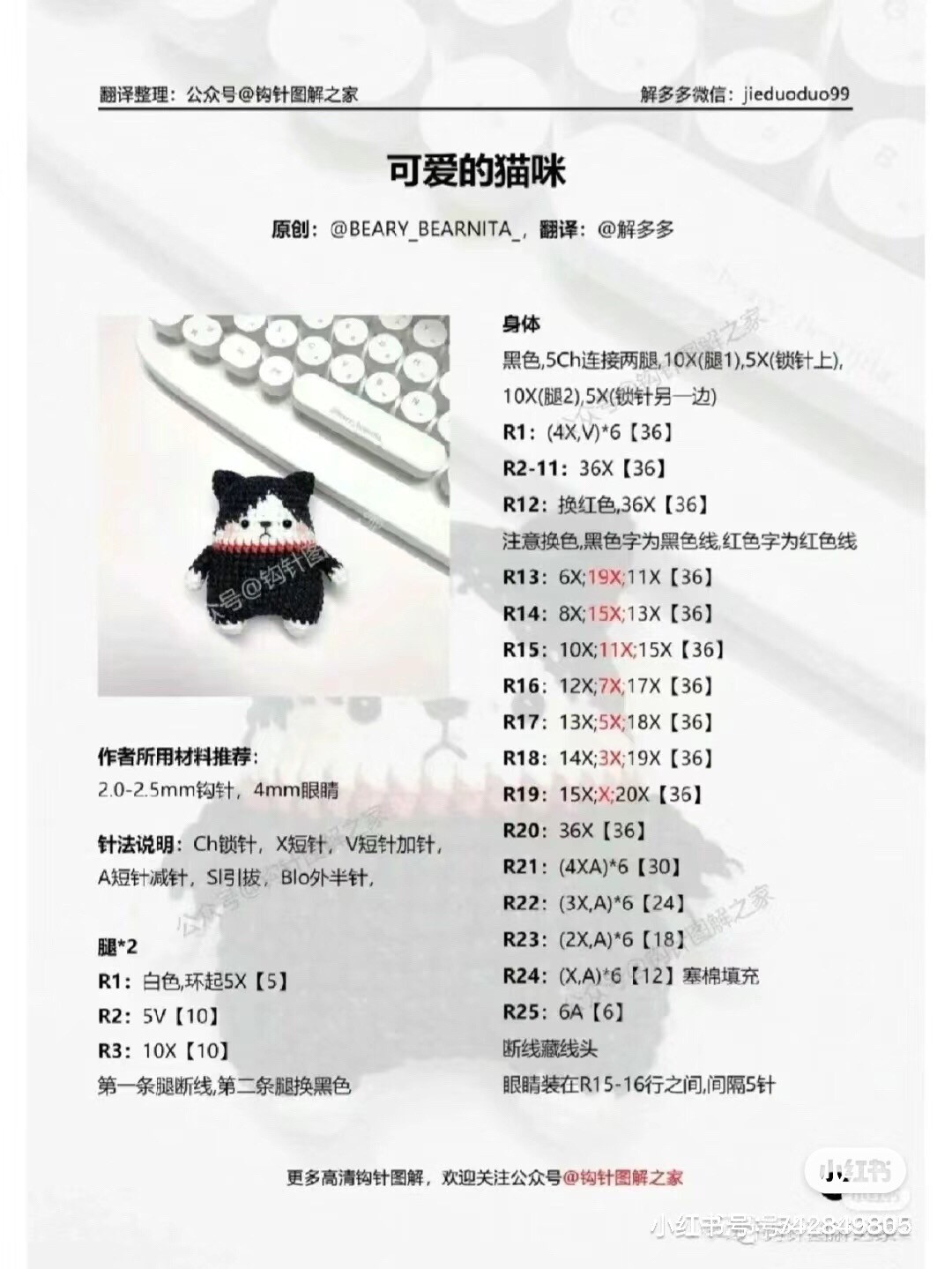 Amigurumi Cat Keychain Crochet Pattern Tutorial