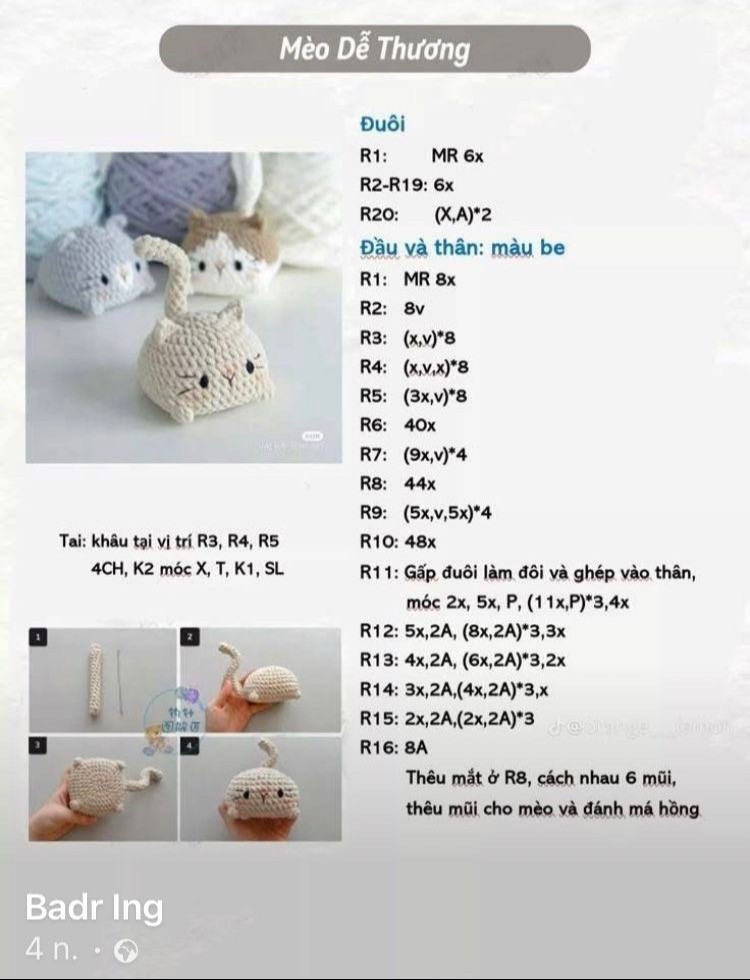 Amigurumi Cat Keychain Free Crochet Pattern Tutorial