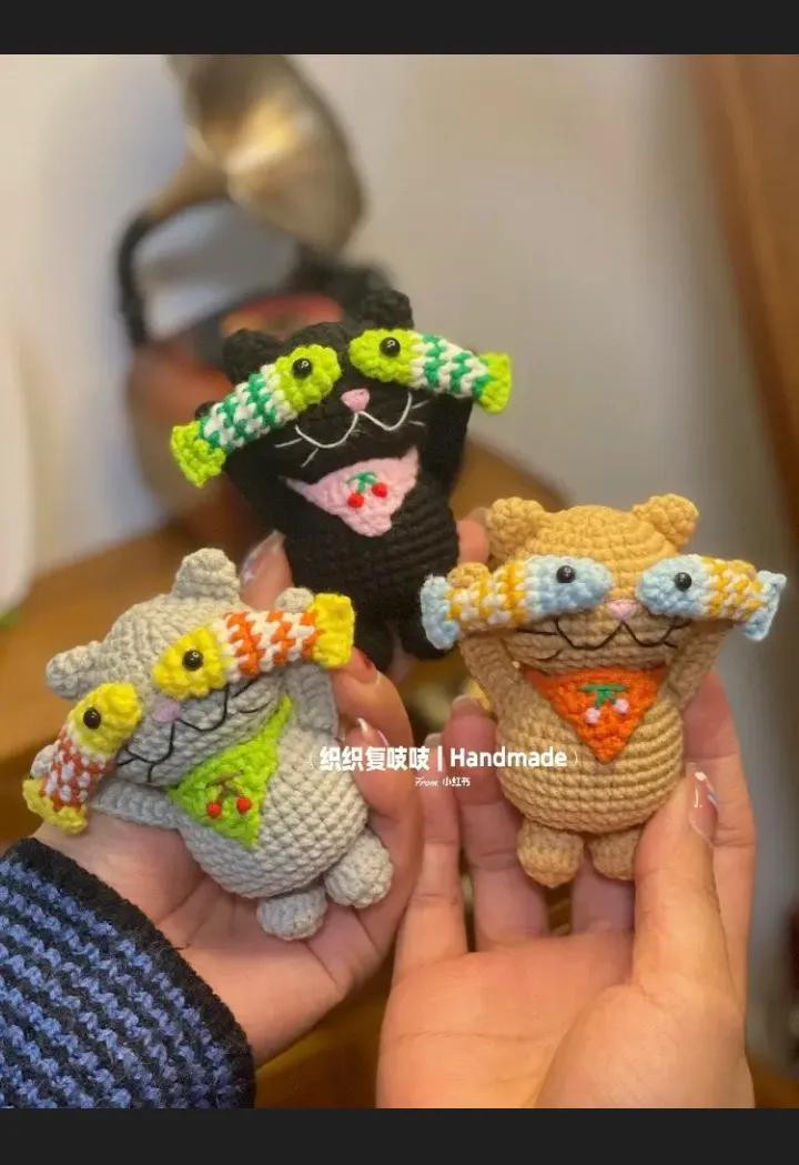 Amigurumi Cat with Fish Sunglasses Crochet Pattern