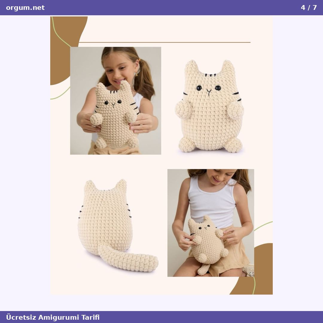 Amigurumi Ceylan Yavrusu - Móc len con mèo màu kem
