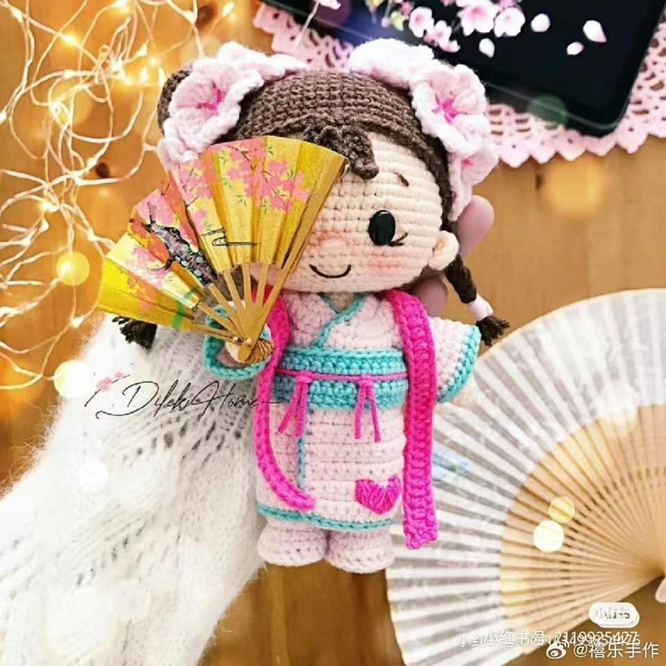 Amigurumi Cherry Blossom Girl Crochet Pattern Tutorial