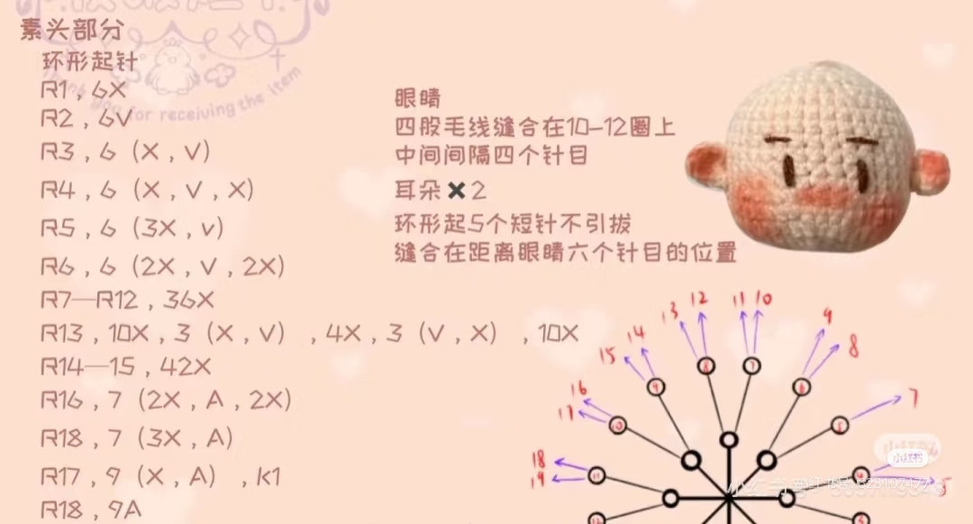 Amigurumi Cherry Girl Doll Crochet Pattern Chart Tutorial