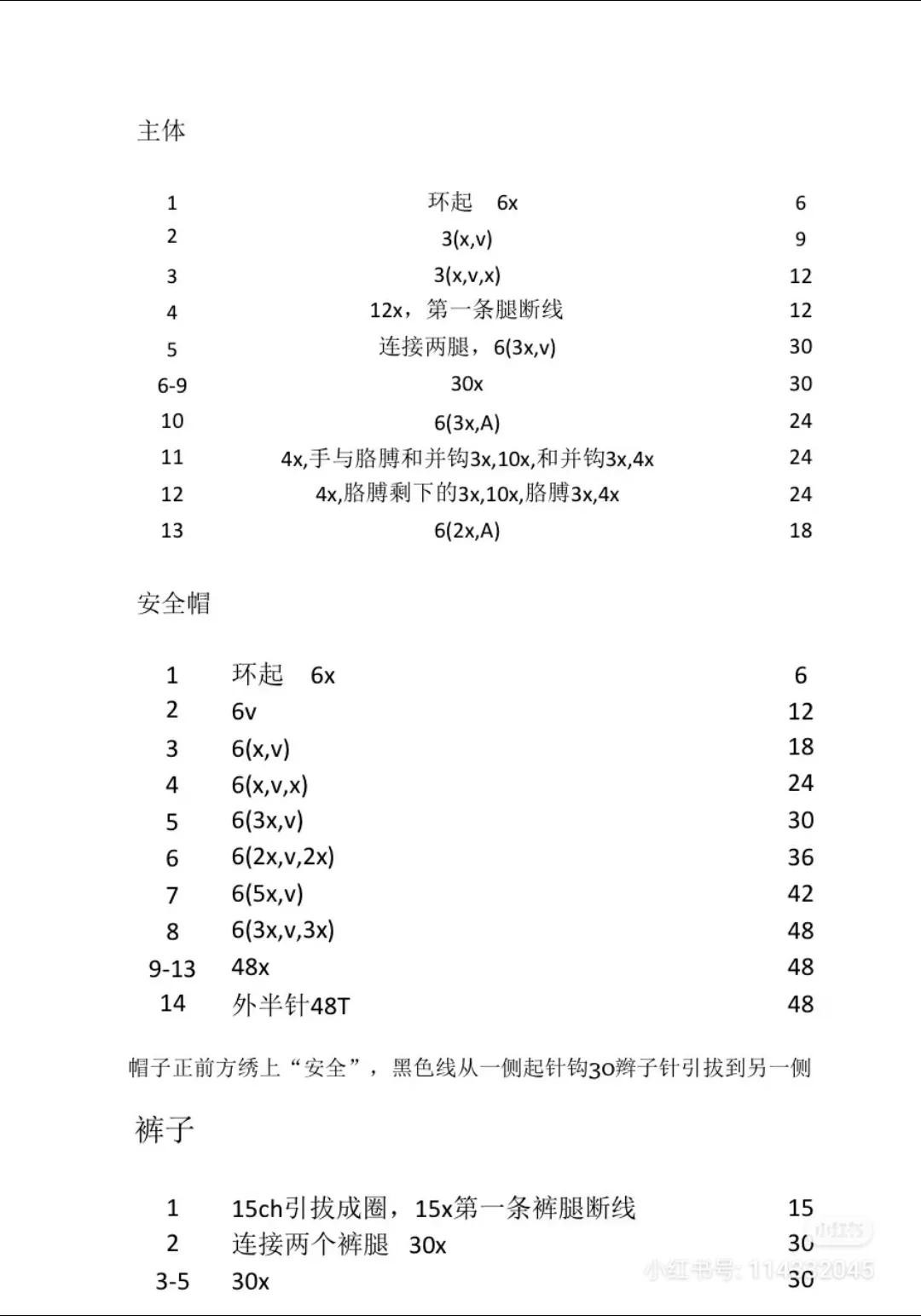 Amigurumi Construction Worker Pig Pattern Chart