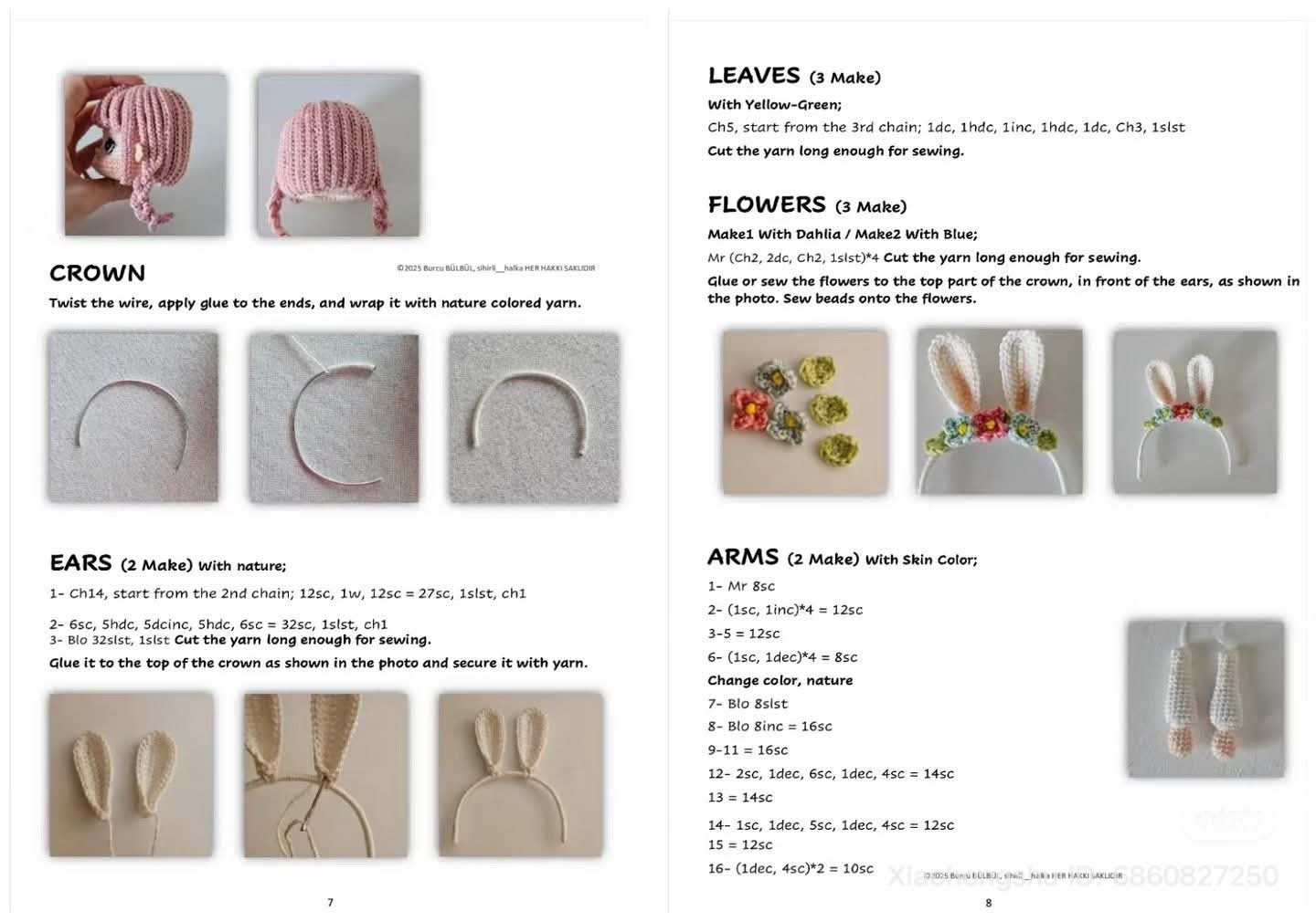 Amigurumi Crochet Doll Pattern with Pink Hair and Yellow Dress