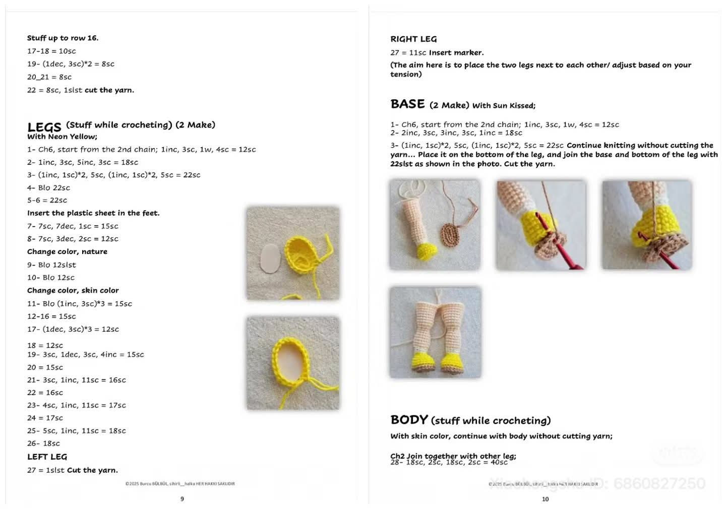 Amigurumi Crochet Doll Pattern with Pink Hair and Yellow Dress