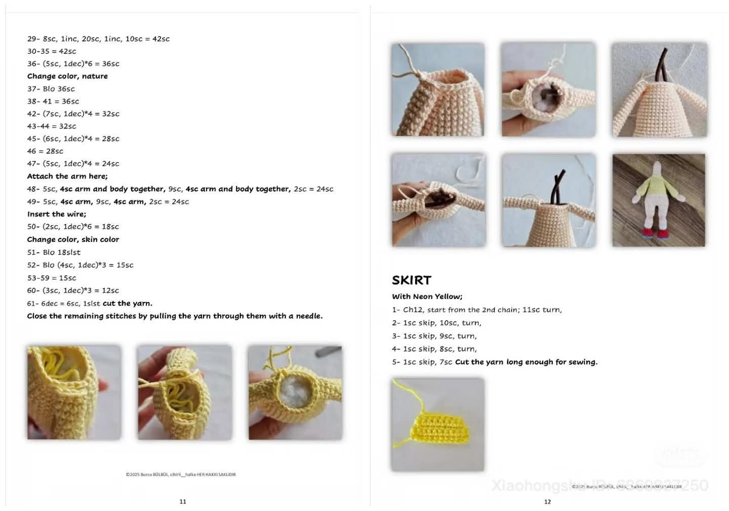 Amigurumi Crochet Doll Pattern with Pink Hair and Yellow Dress