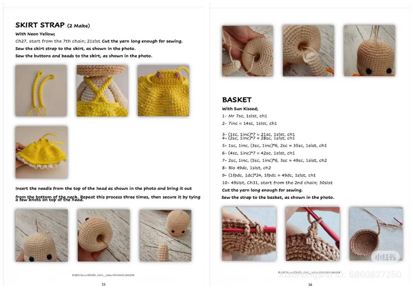 Amigurumi Crochet Doll Pattern with Pink Hair and Yellow Dress