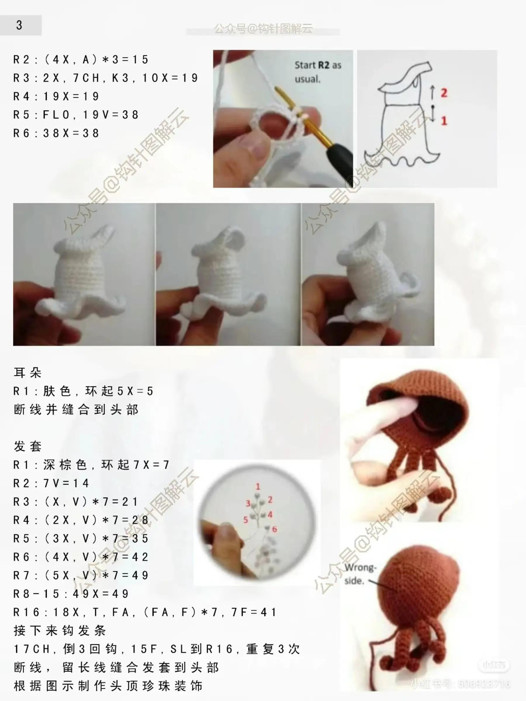 Amigurumi Crochet Pattern for Groom and Bride Dolls with Detailed Stitch Instructions