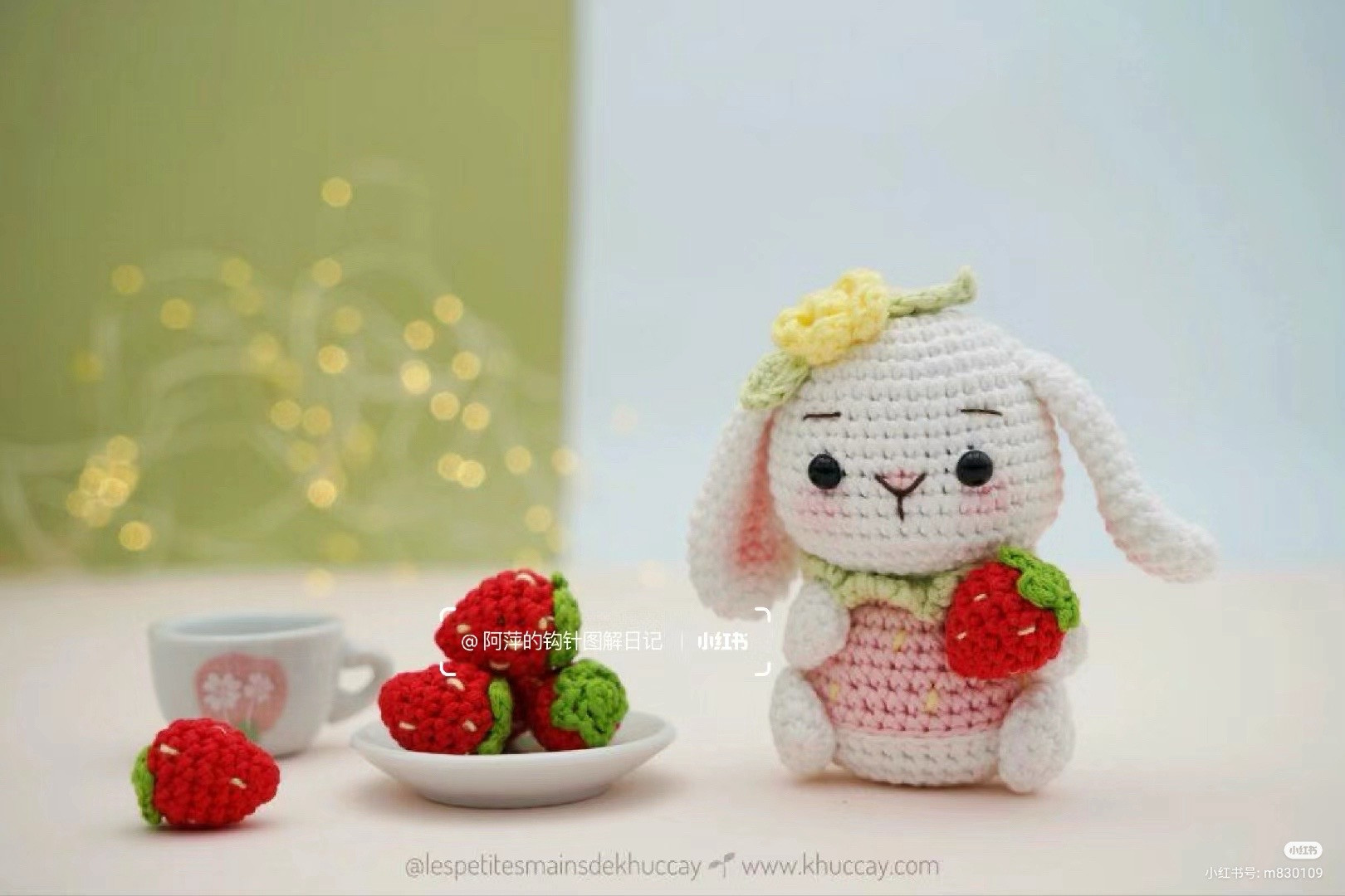 Amigurumi Crochet Pattern for Strawberry Bunny Sophie Doll
