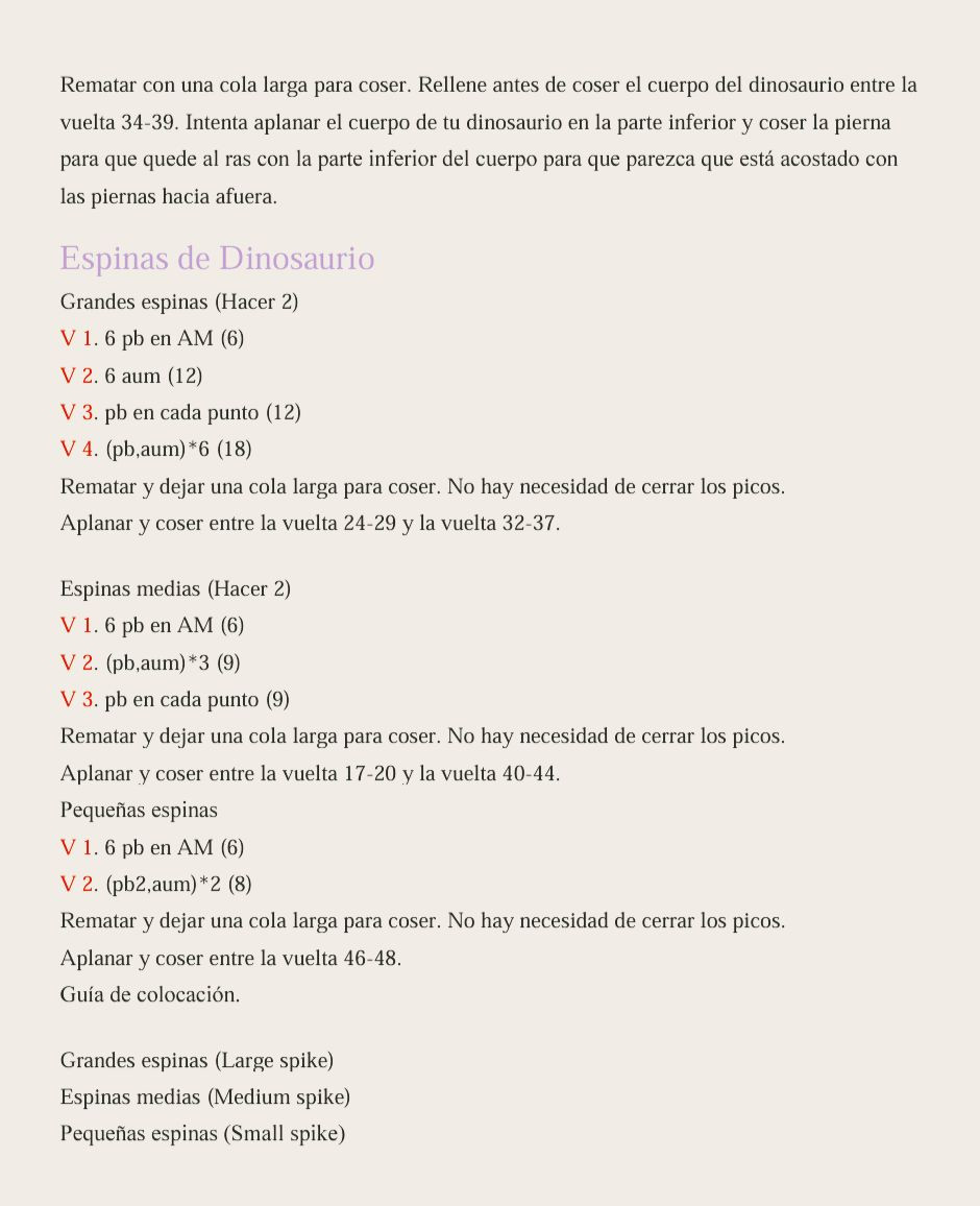 Amigurumi Dino PDF Patrón Gratis Paso a Paso