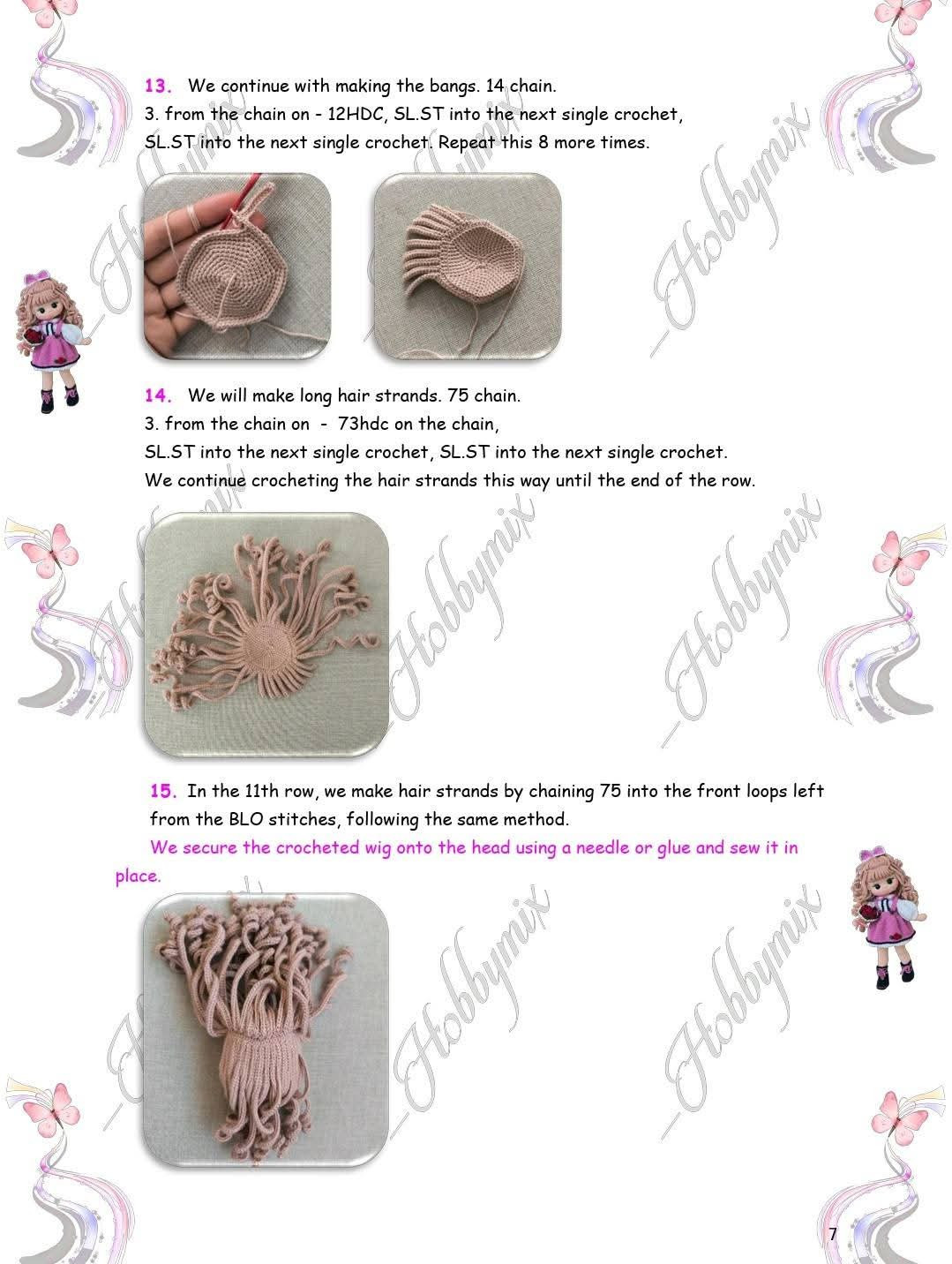 Amigurumi Doll Crochet Pattern: Head, Ears, and Hair Tutorial