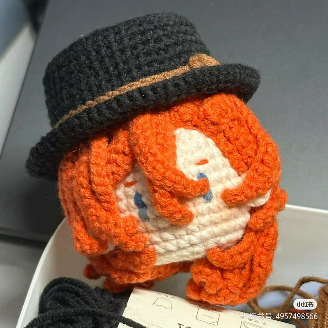 Amigurumi Doll Crochet Pattern Tutorial: Orange Hair and Black Hat
