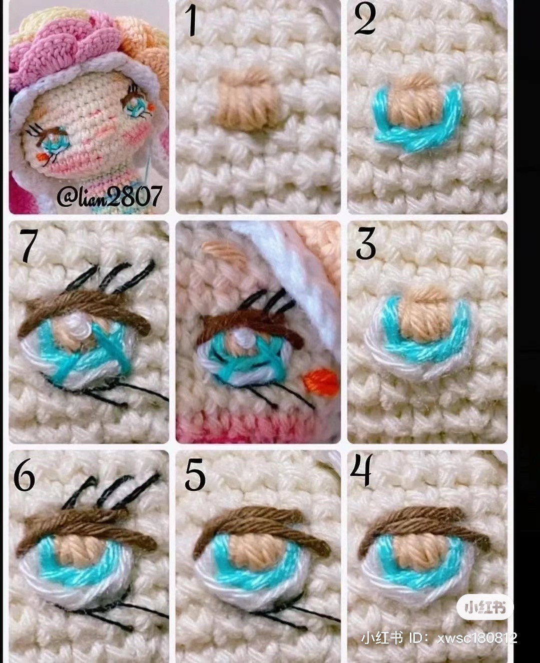 Amigurumi Doll Eyes Crochet Tutorial Step by Step