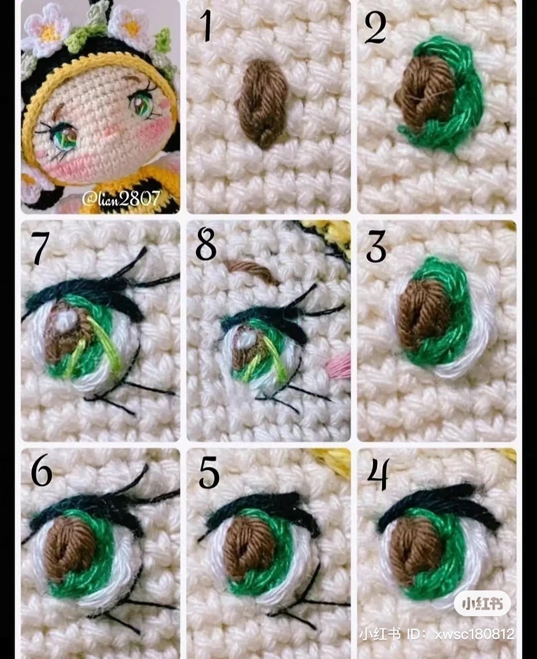 Amigurumi Doll Eyes Crochet Tutorial Step by Step