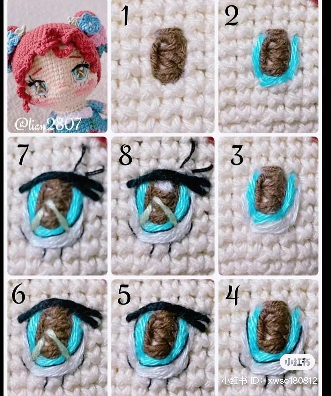 Amigurumi Doll Eyes Crochet Tutorial Step by Step