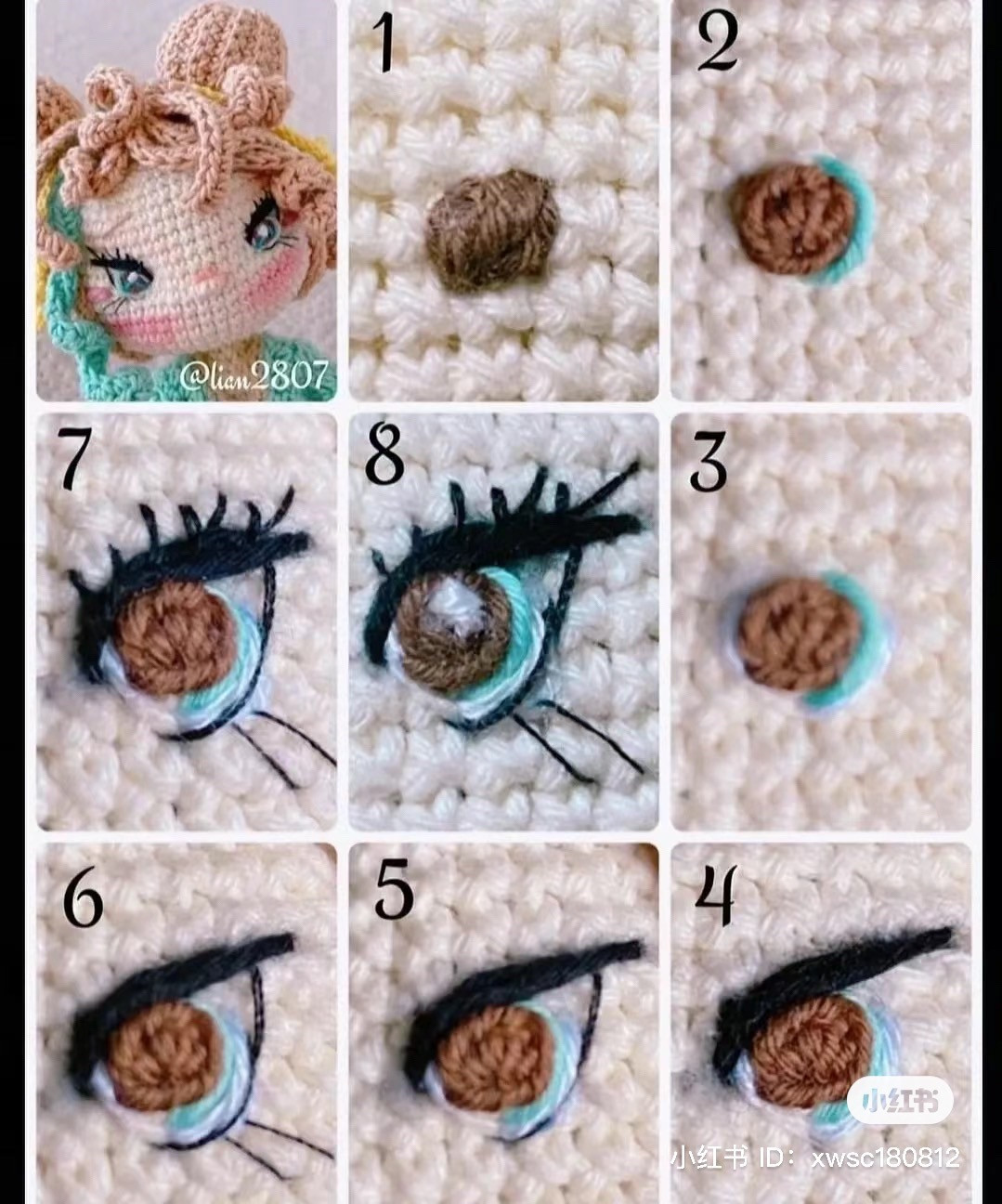 Amigurumi Doll Eyes Crochet Tutorial Step by Step